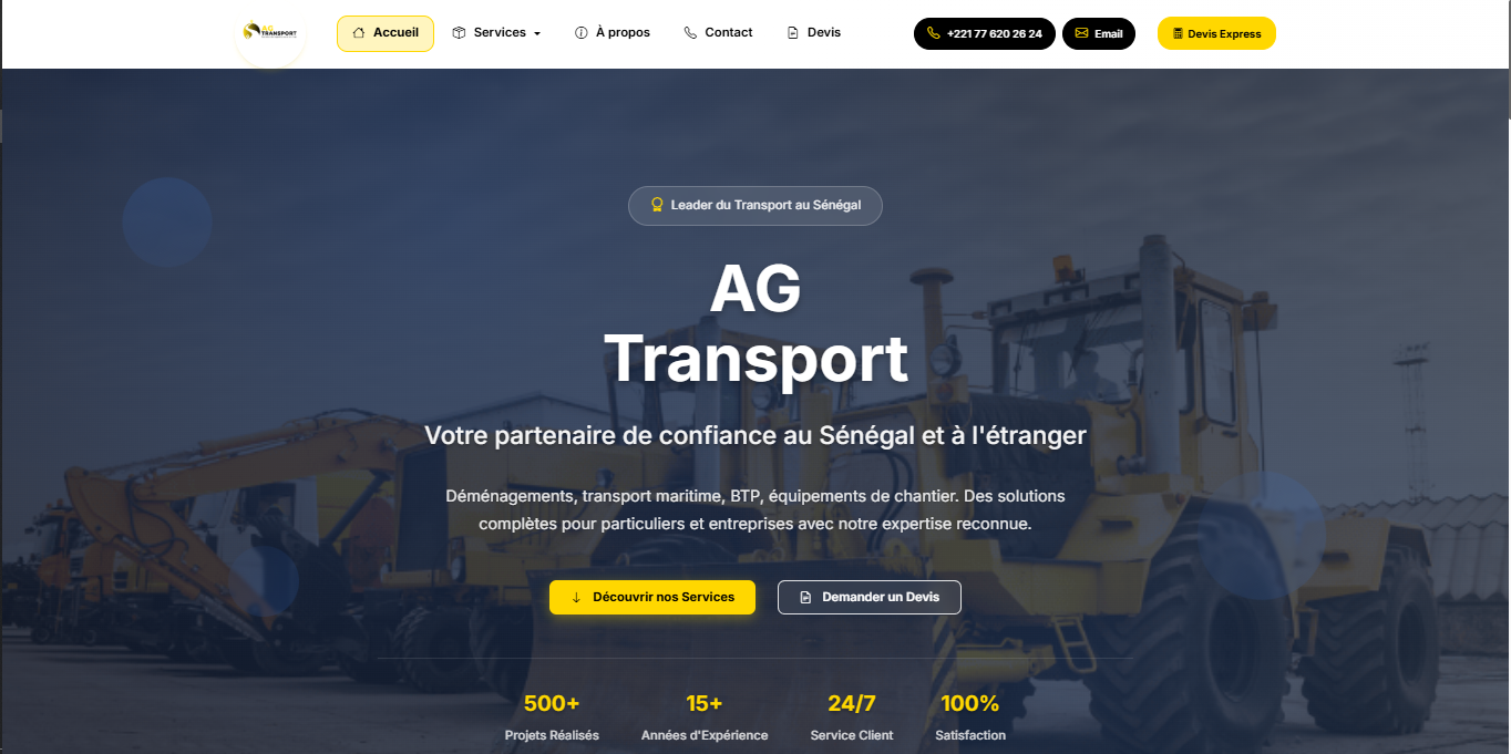 AG Transport : Transport Logistique & BTP au Sénégal - Réalisation digitale M-TECH Dakar