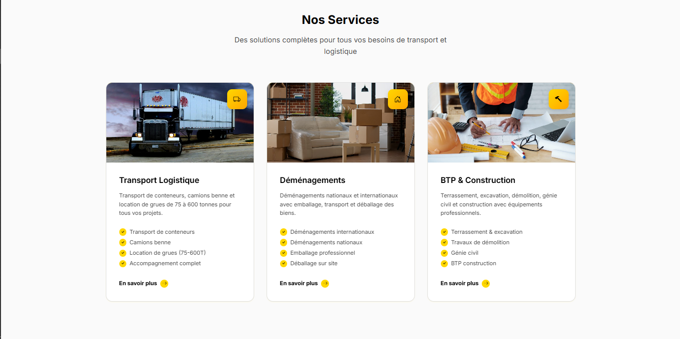 Capture d'écran AG Transport : Transport Logistique & BTP au Sénégal - M-TECH