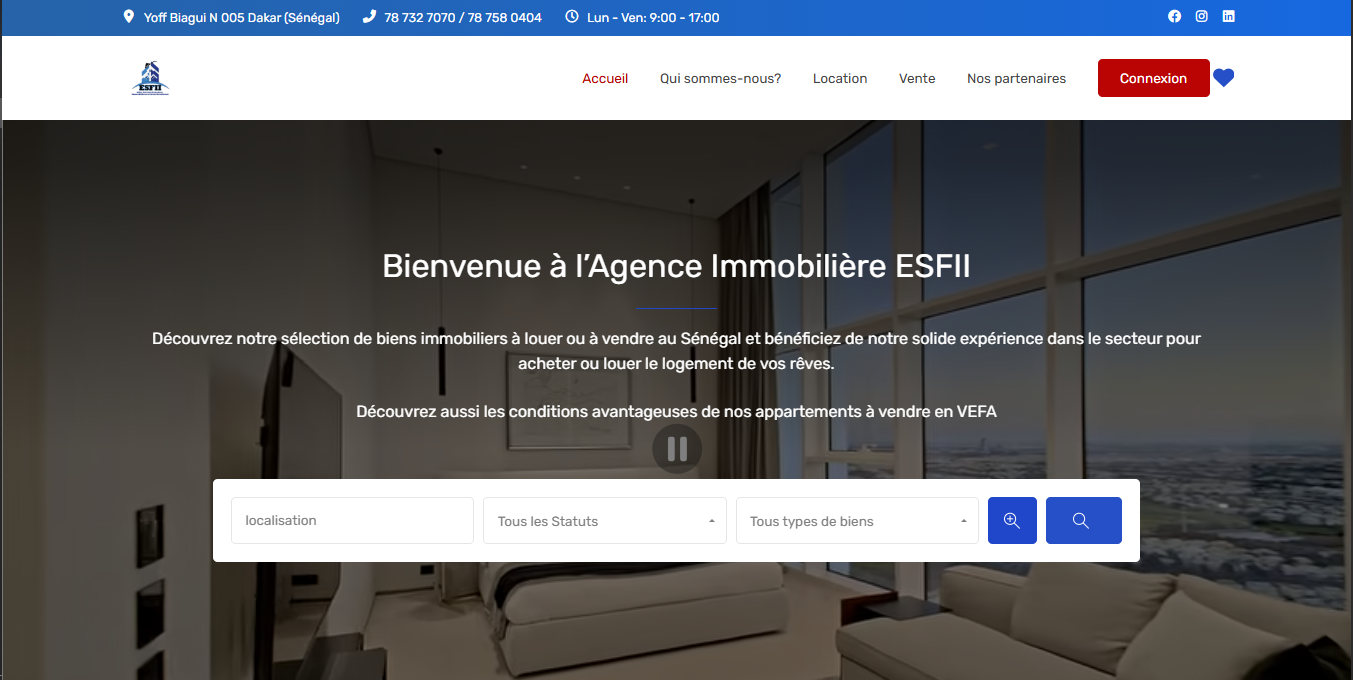 Capture d'écran ESFII : Portail Immobilier & Promotion Immobilière - M-TECH
